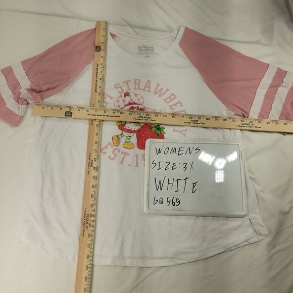 Strawberry Shortcake Casual Short Sleeve Crew Neck Shirt Womens Size 3X White - Picture 4 of 8